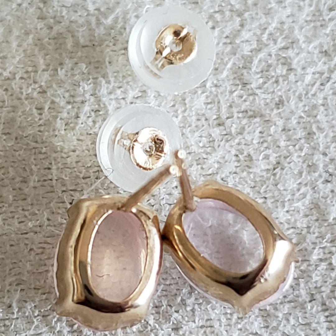 ローズクォーツ♡【キュイキュイ】K10 オーバル 天然石ピアス