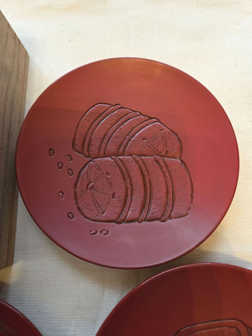 【新品】 村上堆朱銘々皿4枚セット 無形文化財 漆器 菓子皿