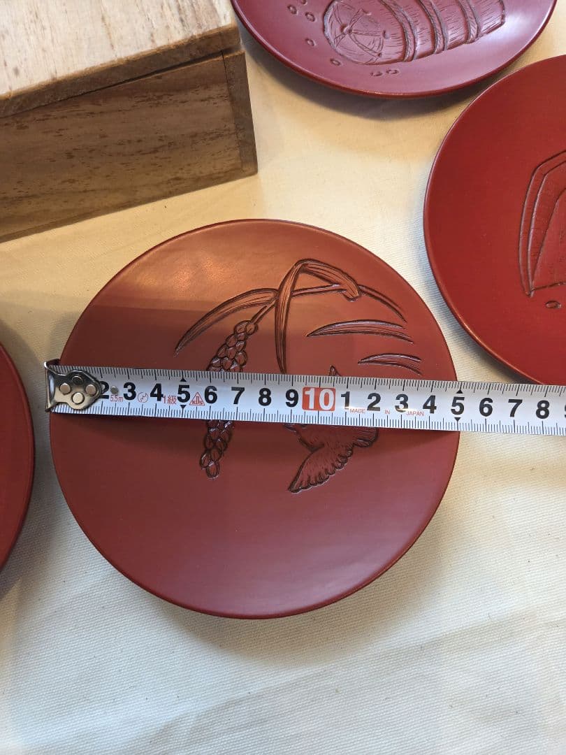 新品】 村上堆朱銘々皿4枚セット 無形文化財 漆器 菓子皿