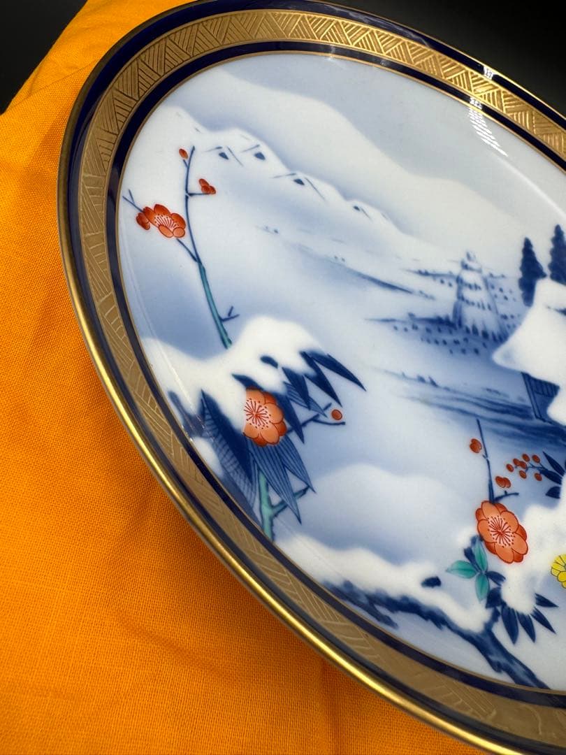 香蘭社　イヤープレート　2000 雪景色　新品　共箱　共布