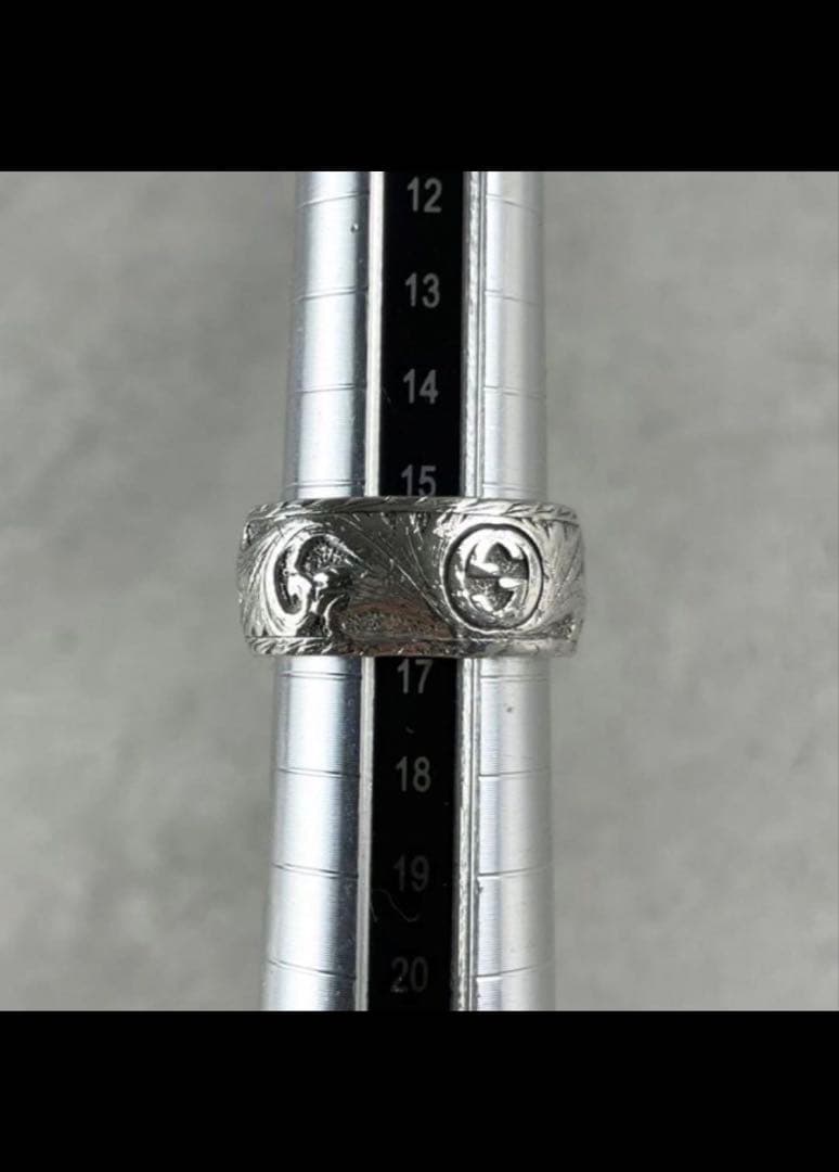 【美品】GUCCI シルバーリング 18号 キャット インターロッキング