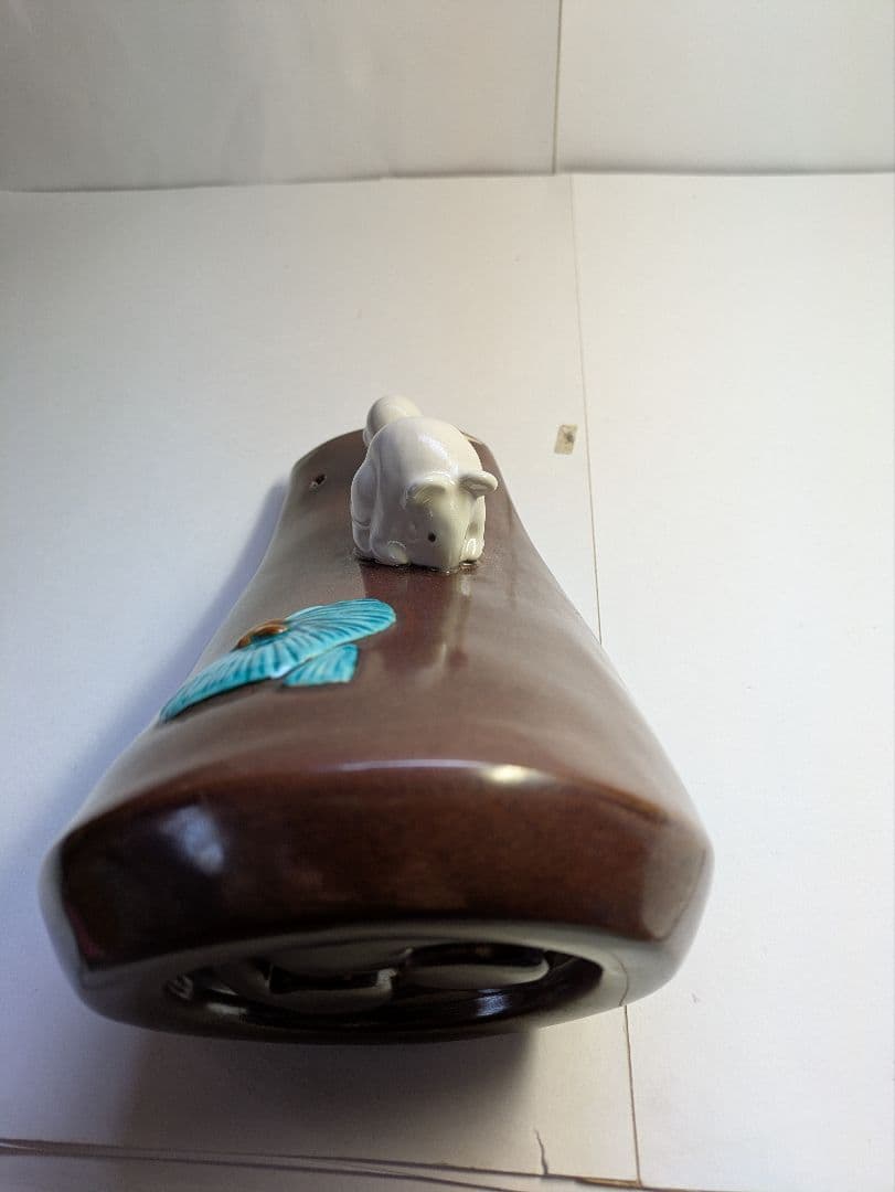 九谷焼、二代 浅蔵五十吉作、干支、子、『社頭に遊ぶ』、銘「五十吉