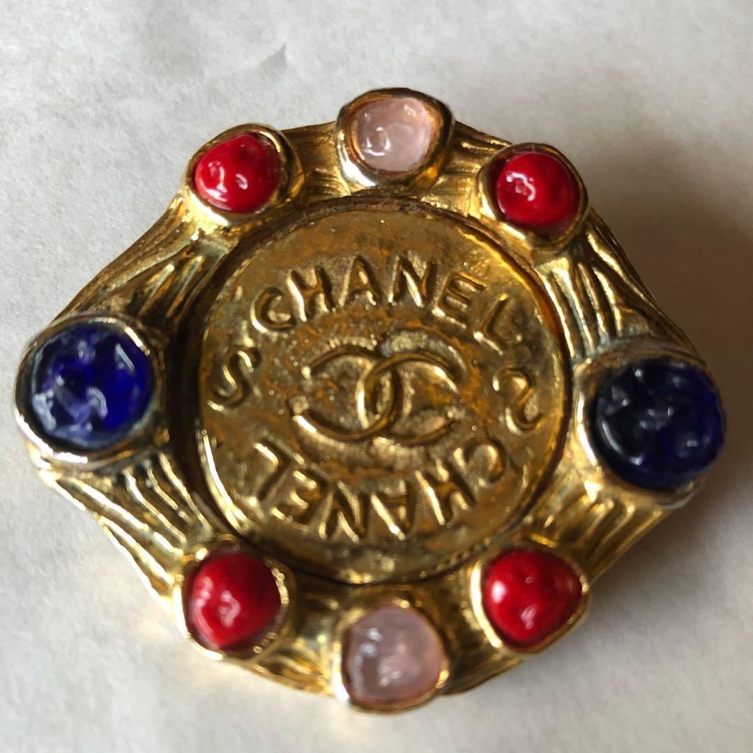CHANELシャネルブローチグリポアカラーストーンヴィンテージ品