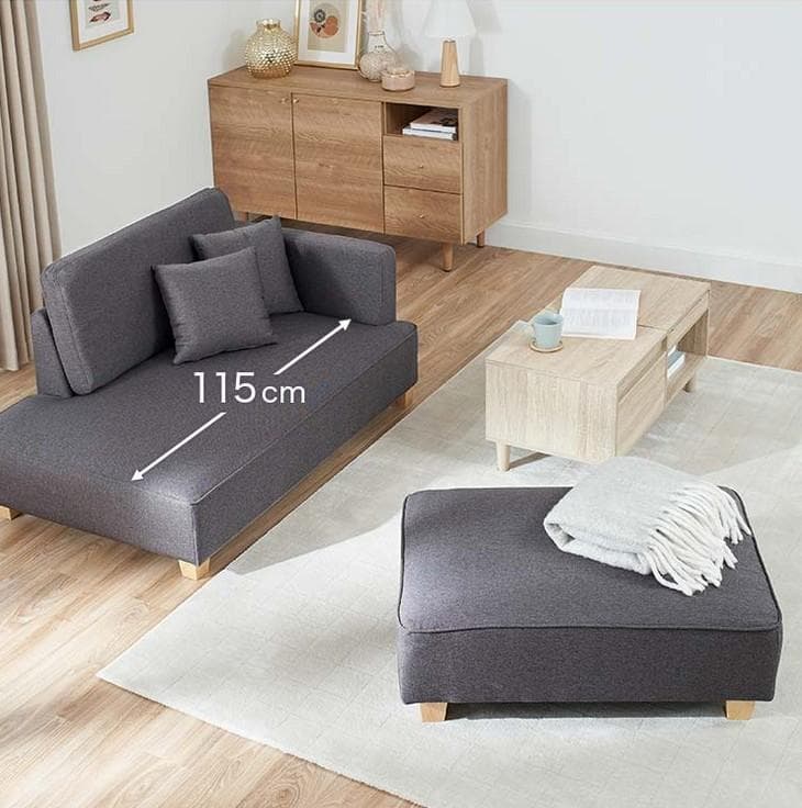 ✨美品✨LOWYA ロウヤ カウチソファ 2人掛け オットマン付 グレー①✨