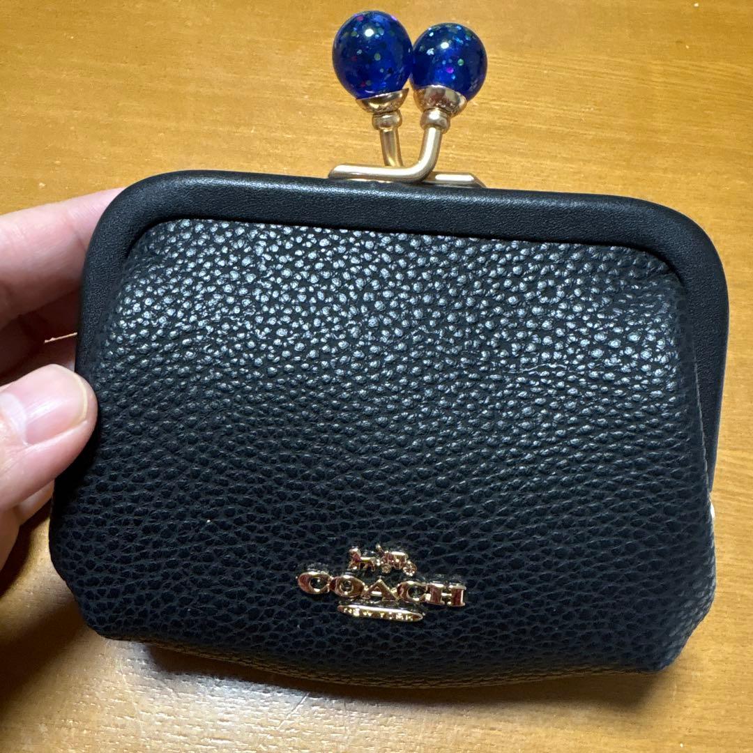 COACH キスロック がま口 ケース ブラック