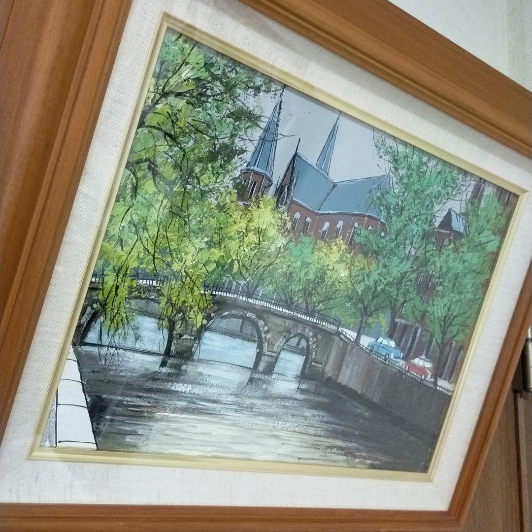 油絵 「運河ある街」中島晃次