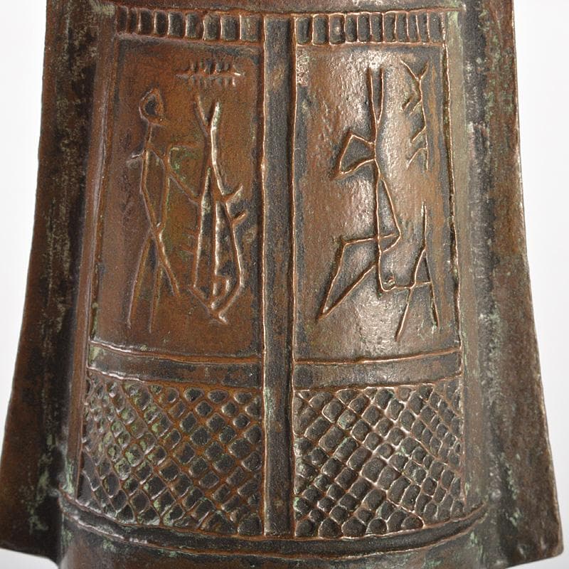 高岡銅器　古賀忠雄　鋳銅　卓鈴　置物　共箱　N　5946