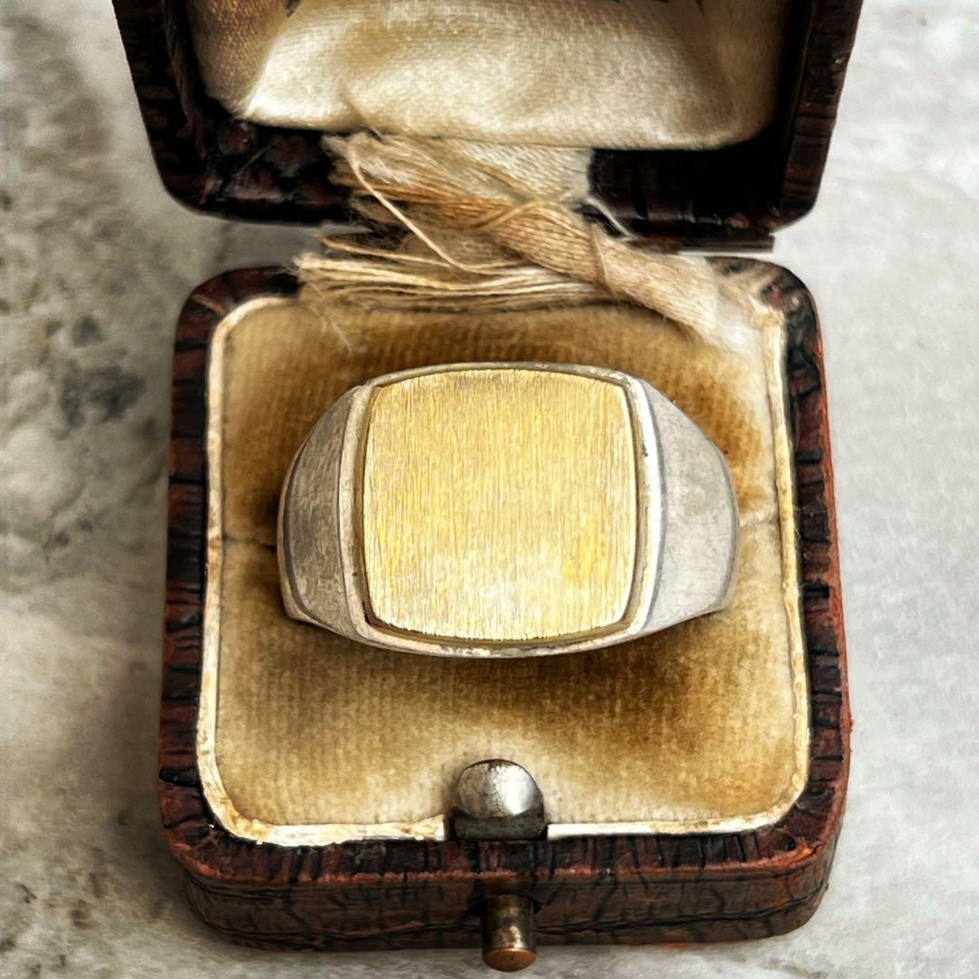 VINTAGE ヴィンテージ シグネット コンビ リング 銀金 指輪 ジュエリー