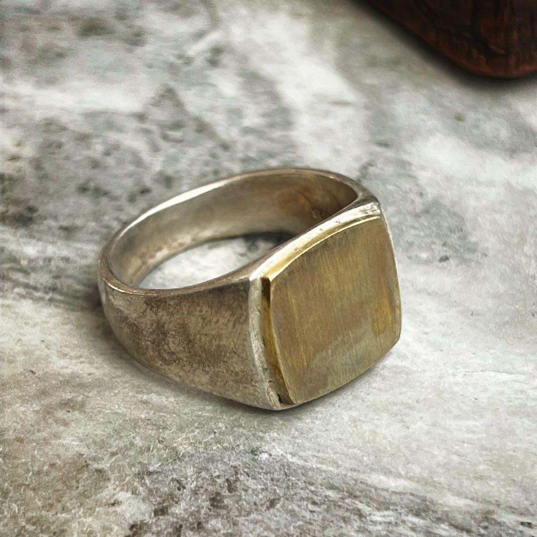 VINTAGE ヴィンテージ シグネット コンビ リング 銀金 指輪 ジュエリー