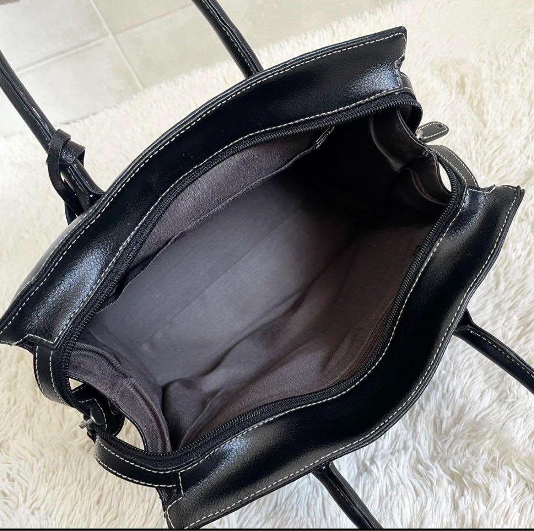 濱野鞄 HAMANO トート ハンドバッグ レザー シルバー金具 皇室御用達 黒