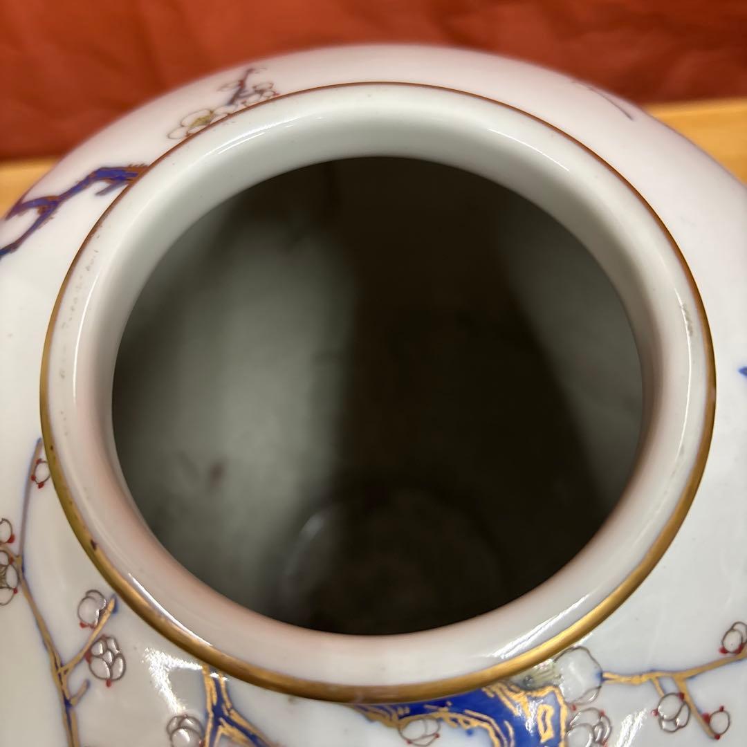 オールド 香蘭社 金彩 花鳥 鴛鴦 おしどり 花瓶