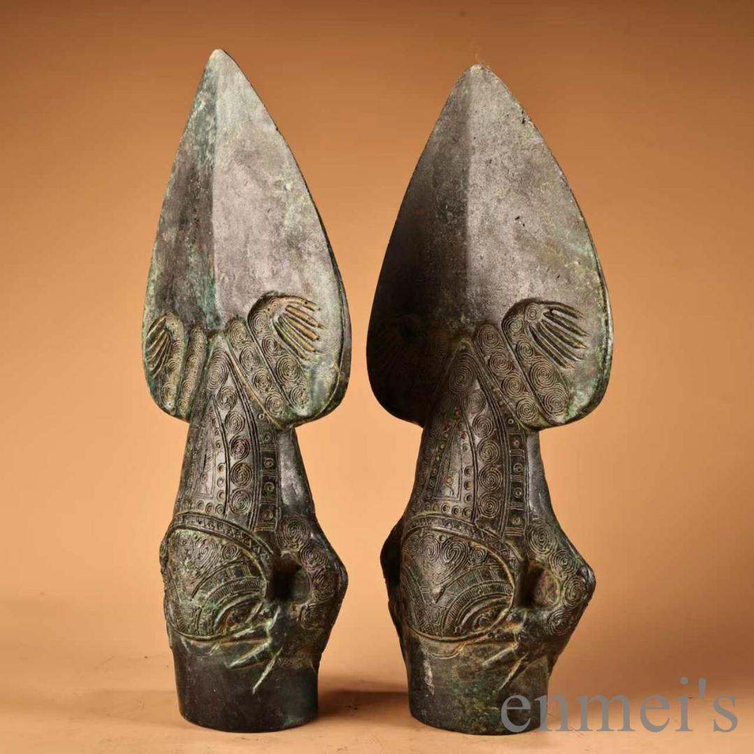 中国古美術 青銅器 矛・槍頭 高浮彫 武具 極細工 古銅器 収集 旧家蔵出 唐物