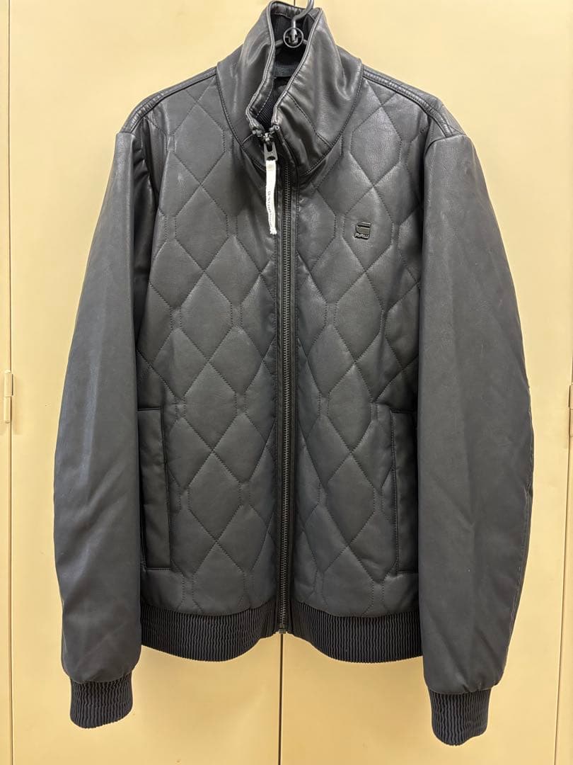 美品】ジースターロゥ レザーボンバージャケット牛革リブ金ボタン黒