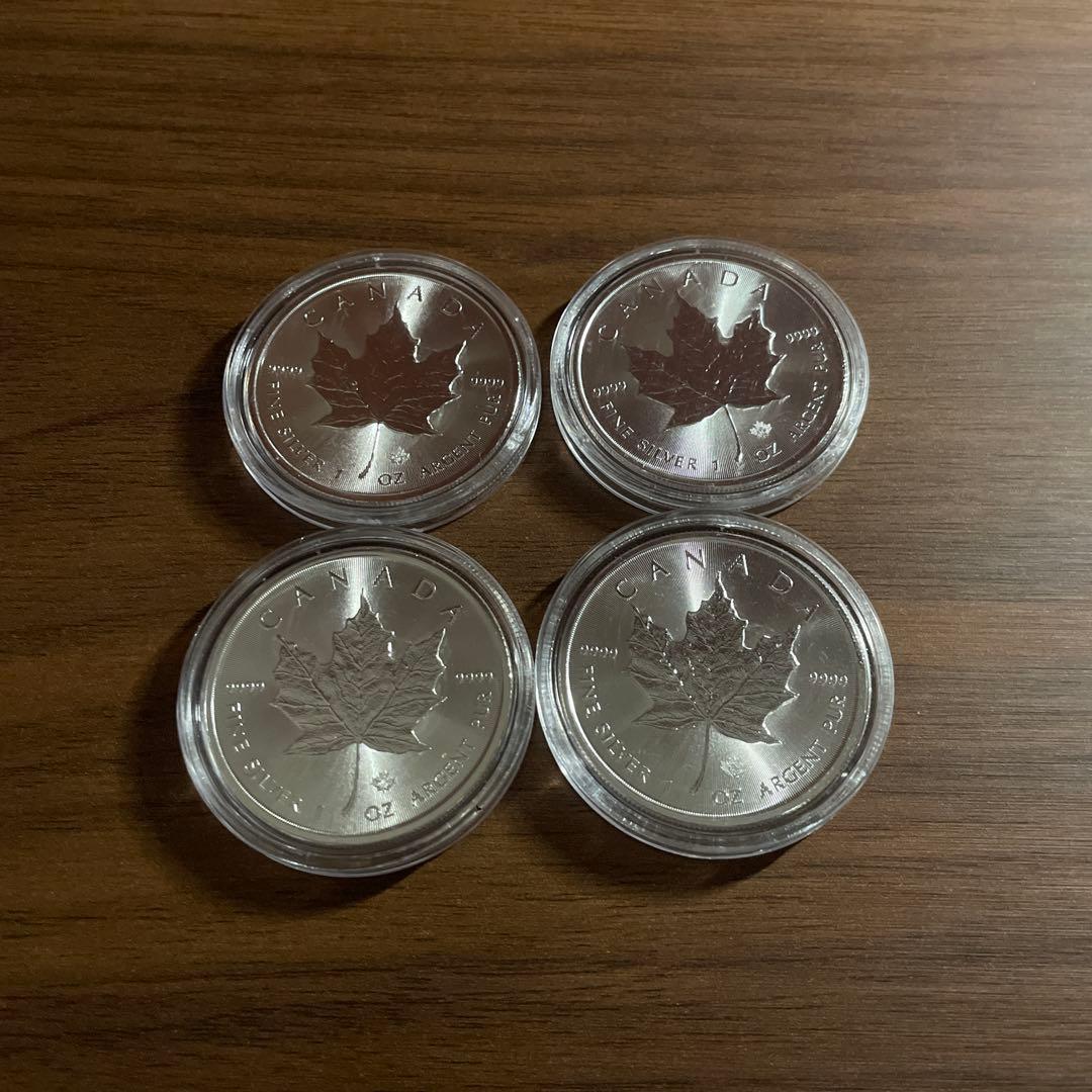 2021年 カナダ「メイプルリーフ」純銀 1オンス 銀貨4枚セット