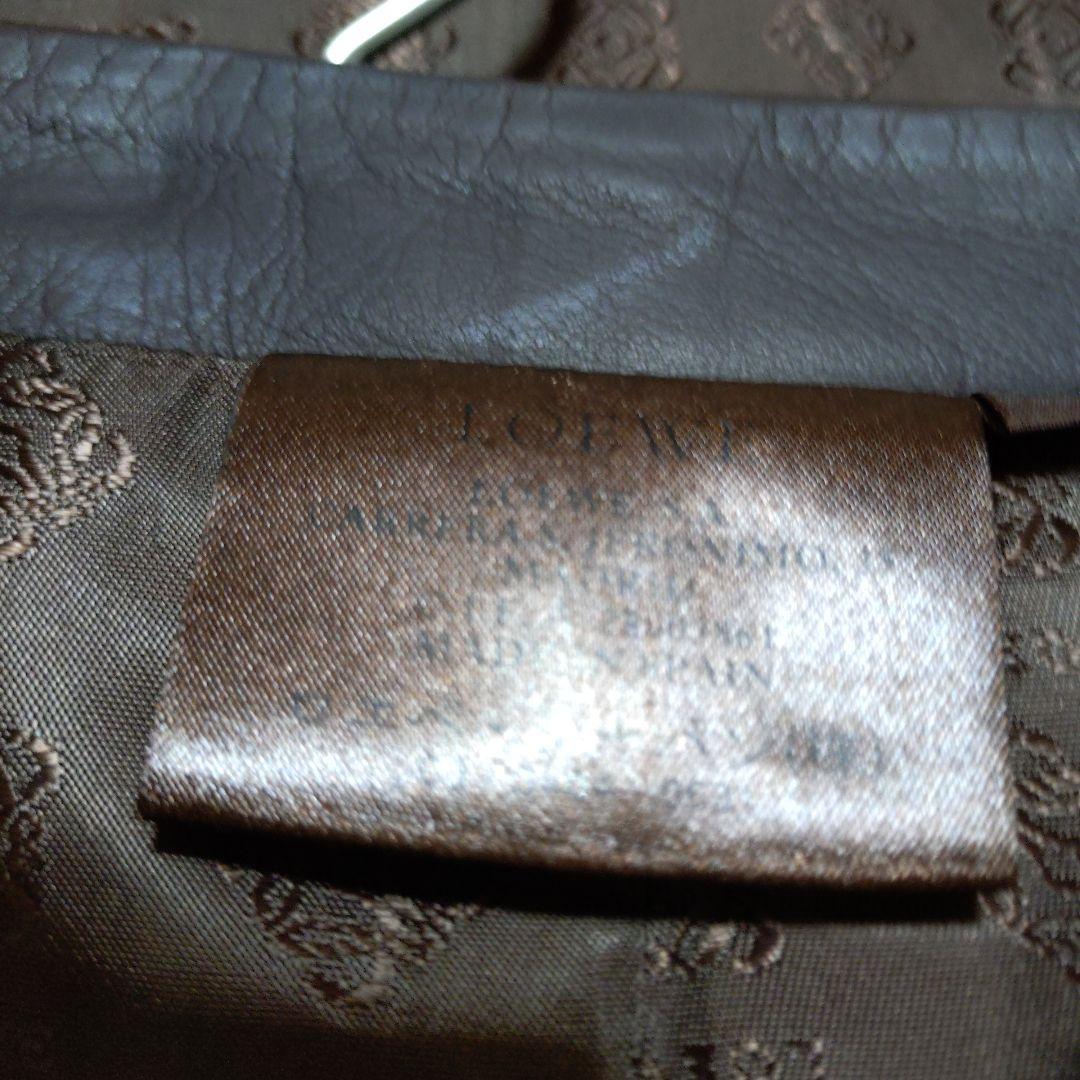 LOEWE ダークブラウン レザー 8枚はぎスカート ひざ丈