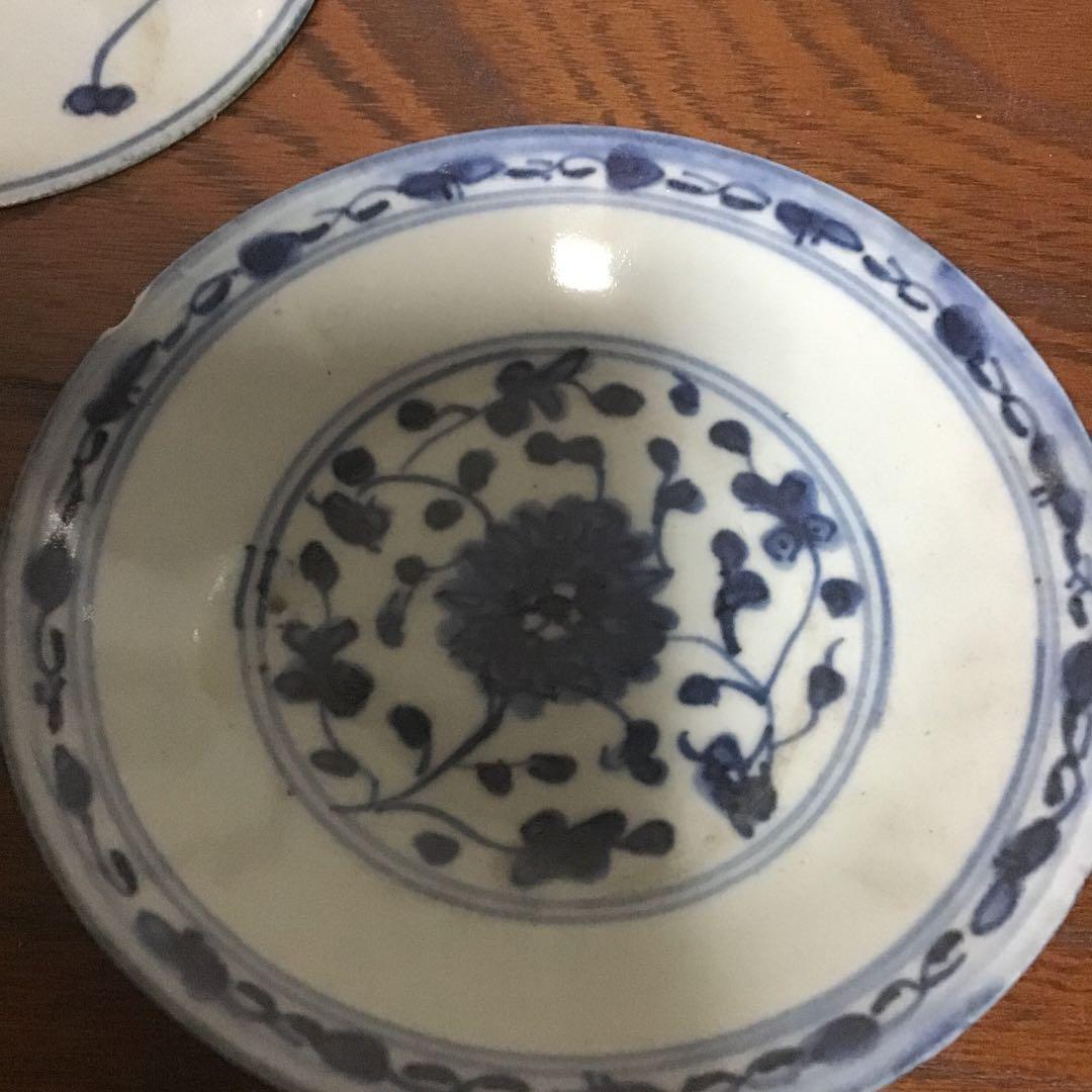 新渡染付花の図皿5客　清時代　唐物　中国美術