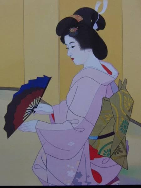 伊東 深水、舞、超希少額装用画版、新品額装付