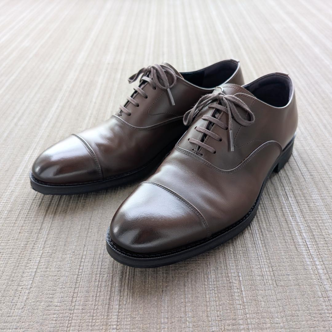 □新品同様□ 三陽山長 ストレートチップ 柔二 JUJI こげ茶 送料