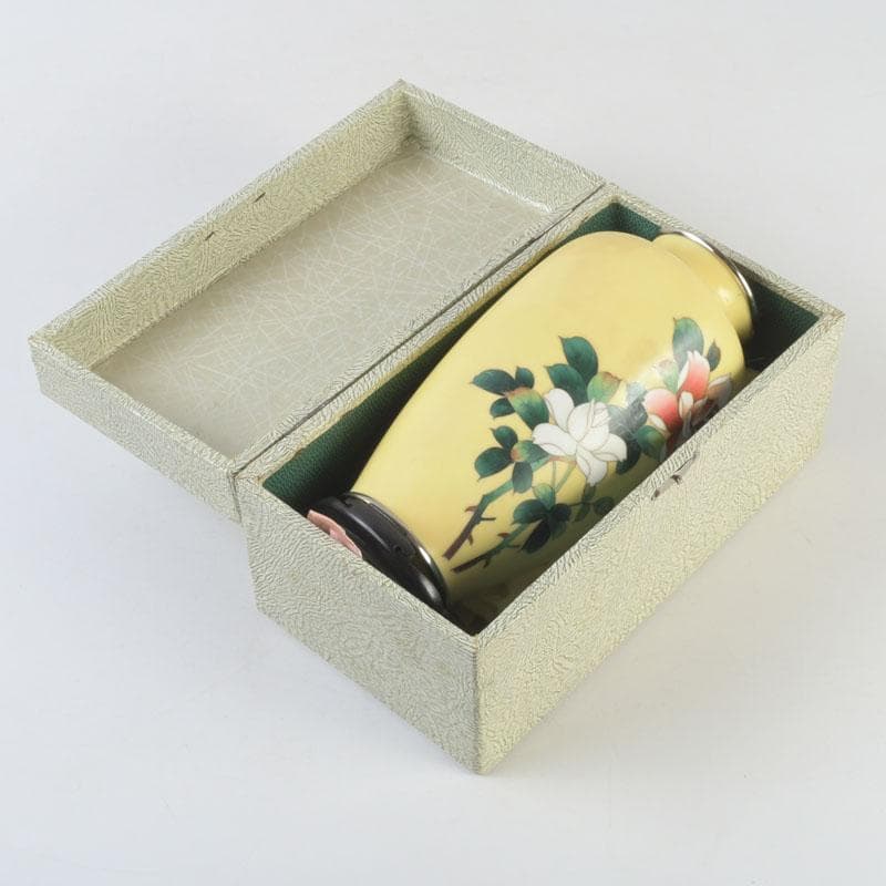 七宝焼 四君子文 花瓶 唐木台・箱付 V 9872 - メルカリ