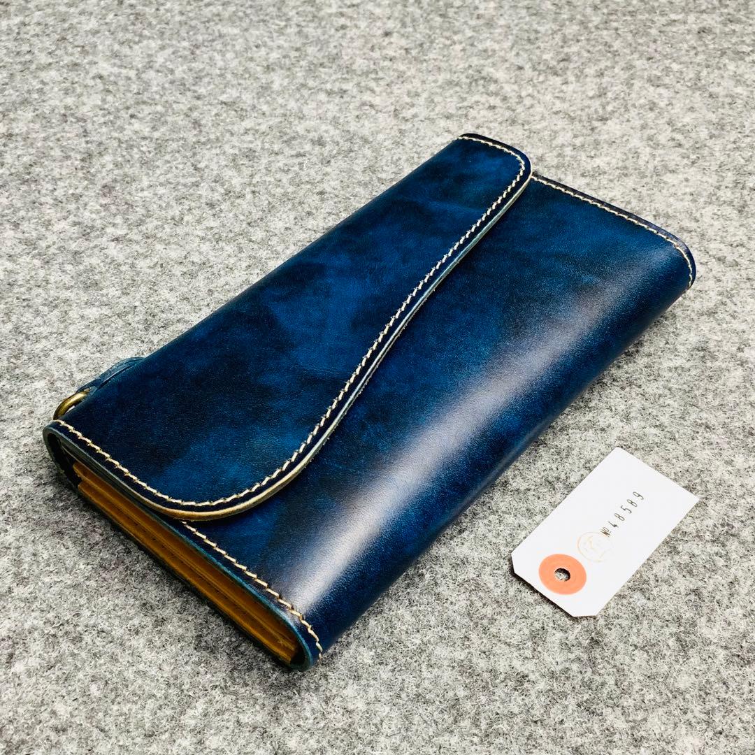 メンズ 財布 長財布 本革 ラウンドファスナー メンズ ヌメ革 手縫い