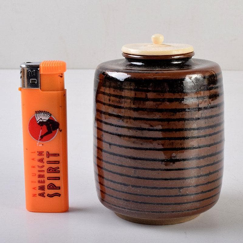 茶道具 松本鐡山作 古瀬戸 大名物 円乗坊写 茶入 仕覆付 共箱 V 8757