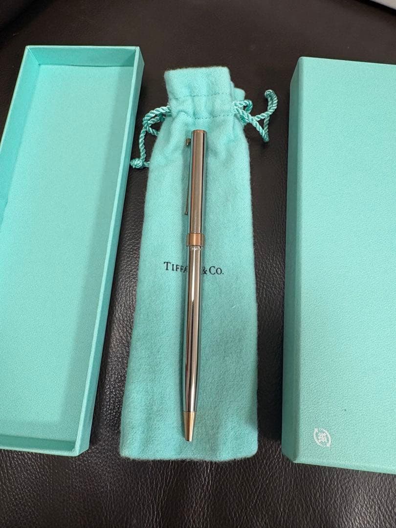 TIFFANY&Co.♡ボールペン T-CLIPルテニウム 回転式 黒インク