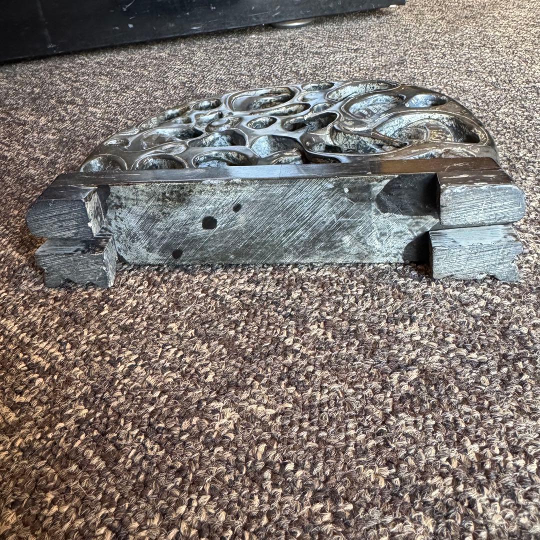 2頭の龍 石彫刻 透かし彫 アンティーク置物｜置物□玉透かし彫り