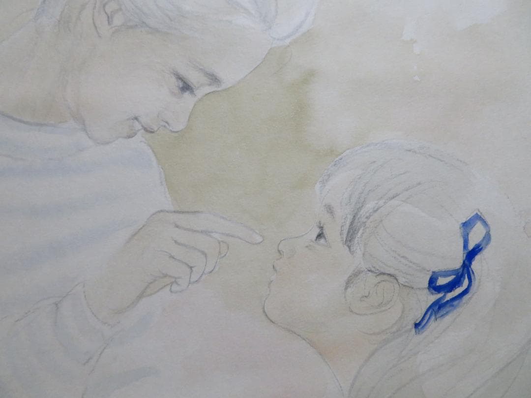 ◆ おおた慶文　「おかあさん」（仮題）  肉筆原画　水彩画 ◆