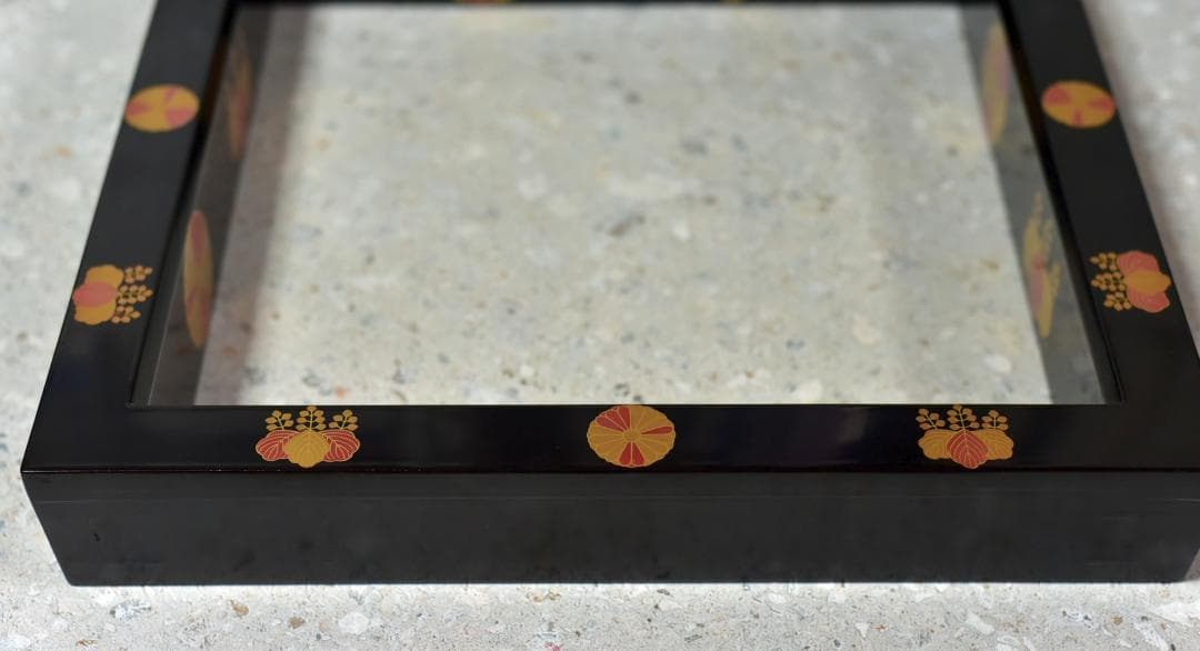 値下げ、高台寺蒔絵炉縁宗春作　囲炉裏/お茶道具木製　共箱