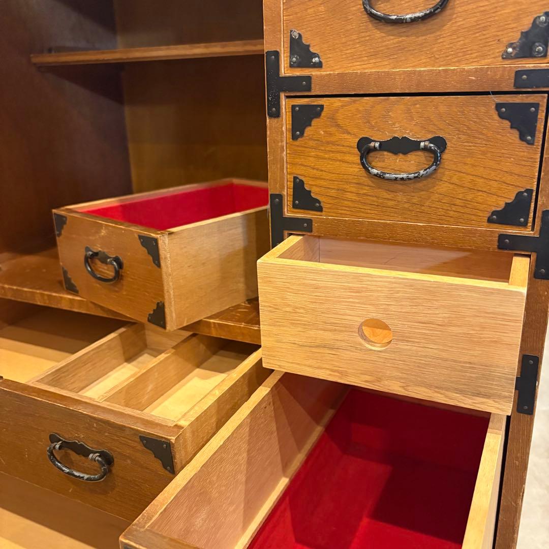 茶箪笥 和箪笥 収納棚 小箪笥 ガラス扉付き レトロ 茶棚
