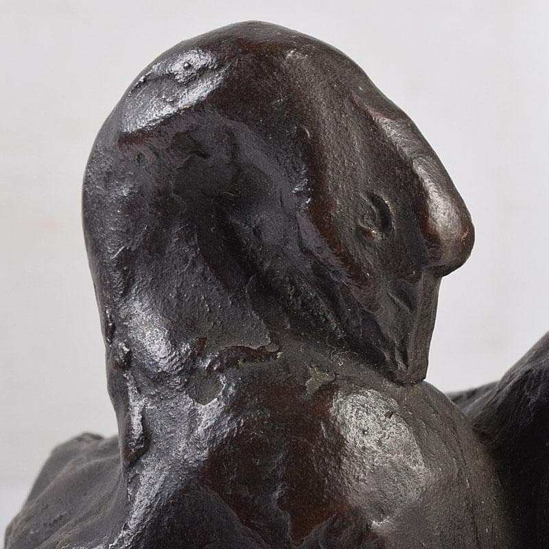 中国 古銅 家鴨 アヒル 置物 在銘 V R8930