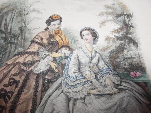 1862年銅版画◇フランス ファッション誌『ラ・モード・イリュストレ』No.28
