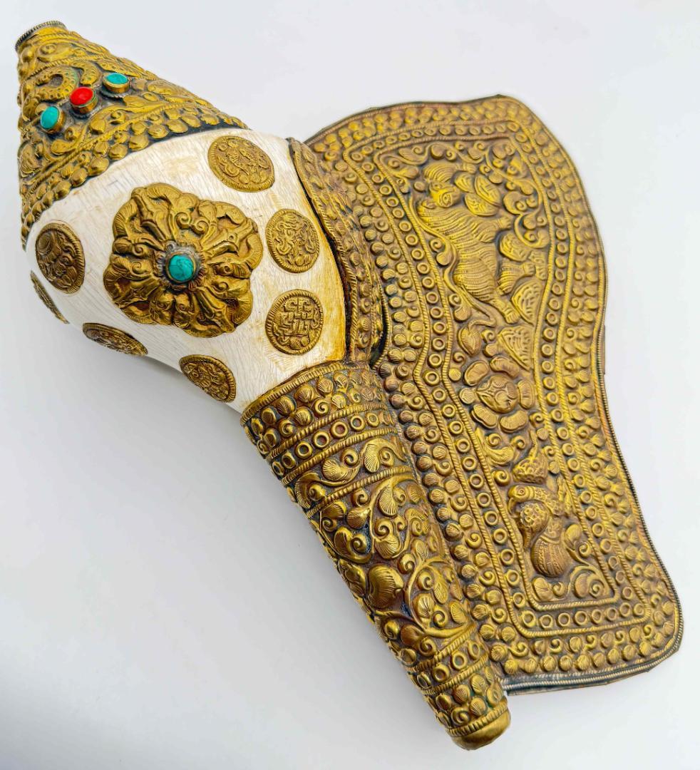 ◇チベット密教法具 法螺貝（シャンカ）ミラレパ-1 ◇チベット密教法具