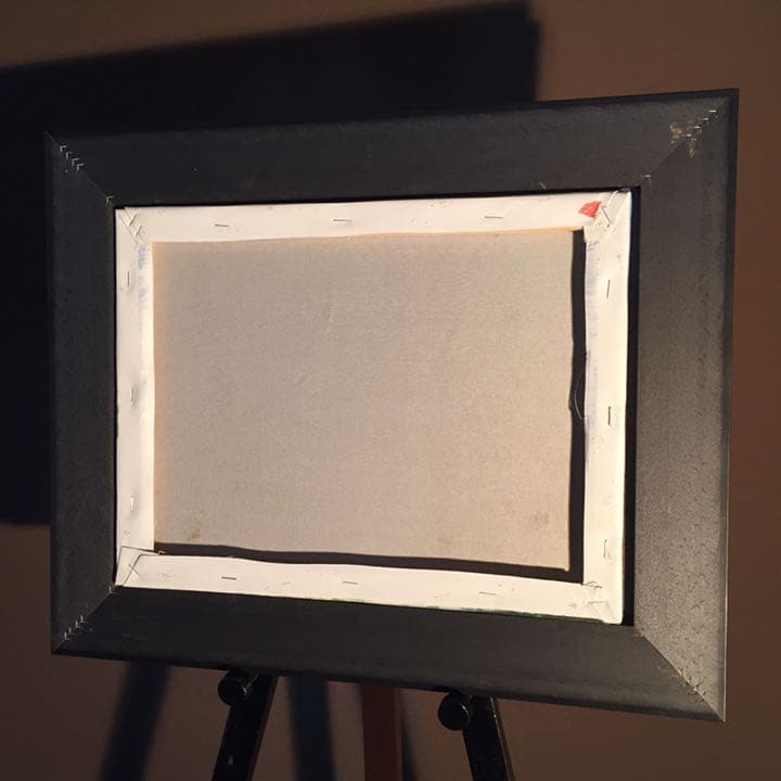 手書き油絵 海と海鳥 額付 絵画 インテリア