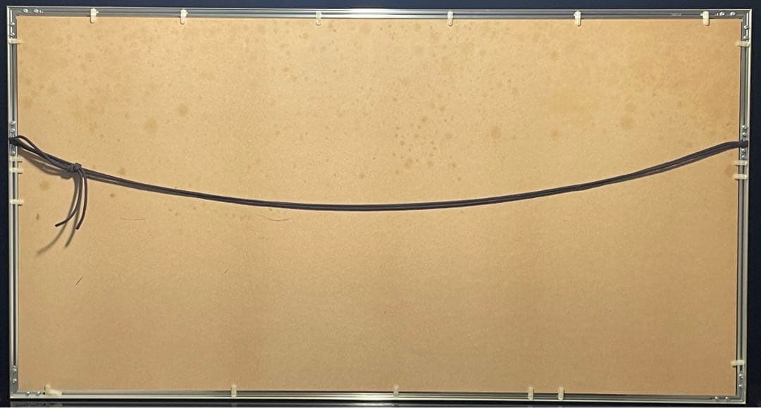 真作 油彩 流月真一 水仙と飯豊山 風景画 肉筆 油絵 額装