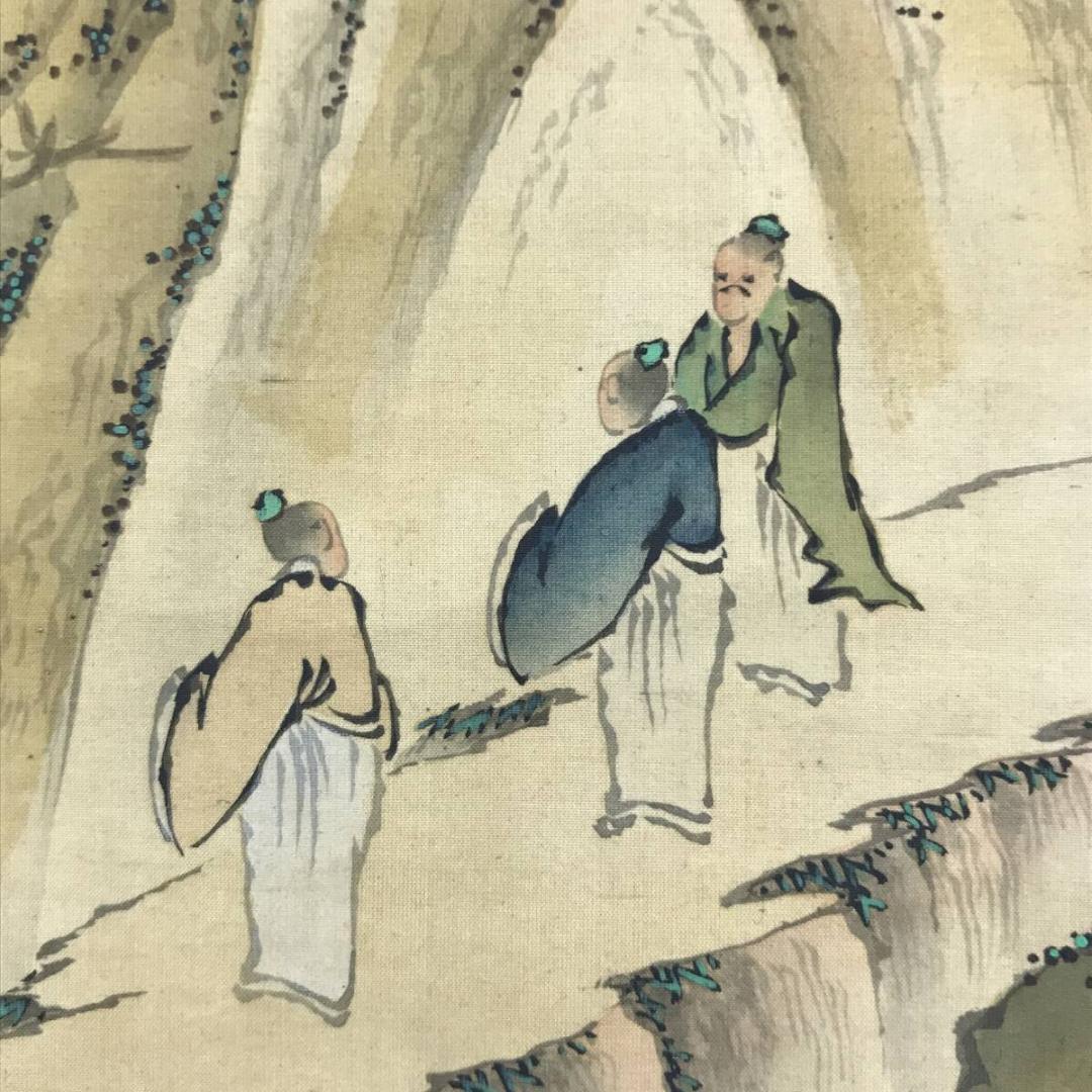 模写/谷文晁/山水図/山水人物図/虎渓三笑図/掛軸/名家伝来/AH-724