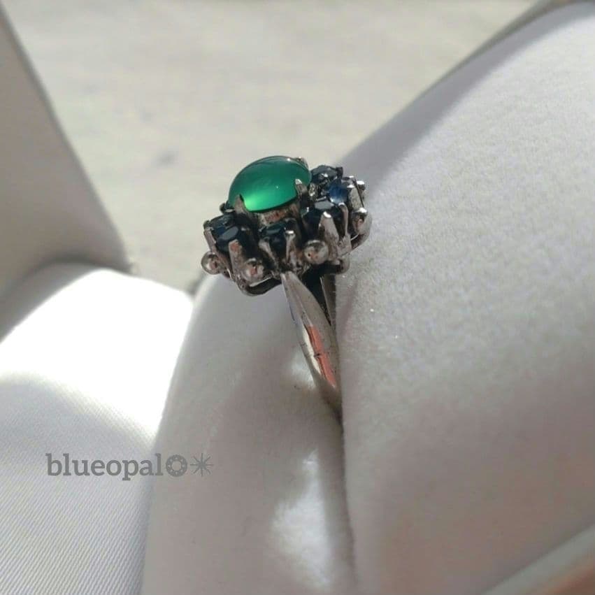 天然サファイア リング 14号 18K シルバーカラー ファッションリング