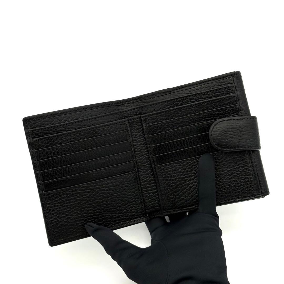 グッチ 折財布 カーフレザー インターロッキングG ブラック 黒 2384