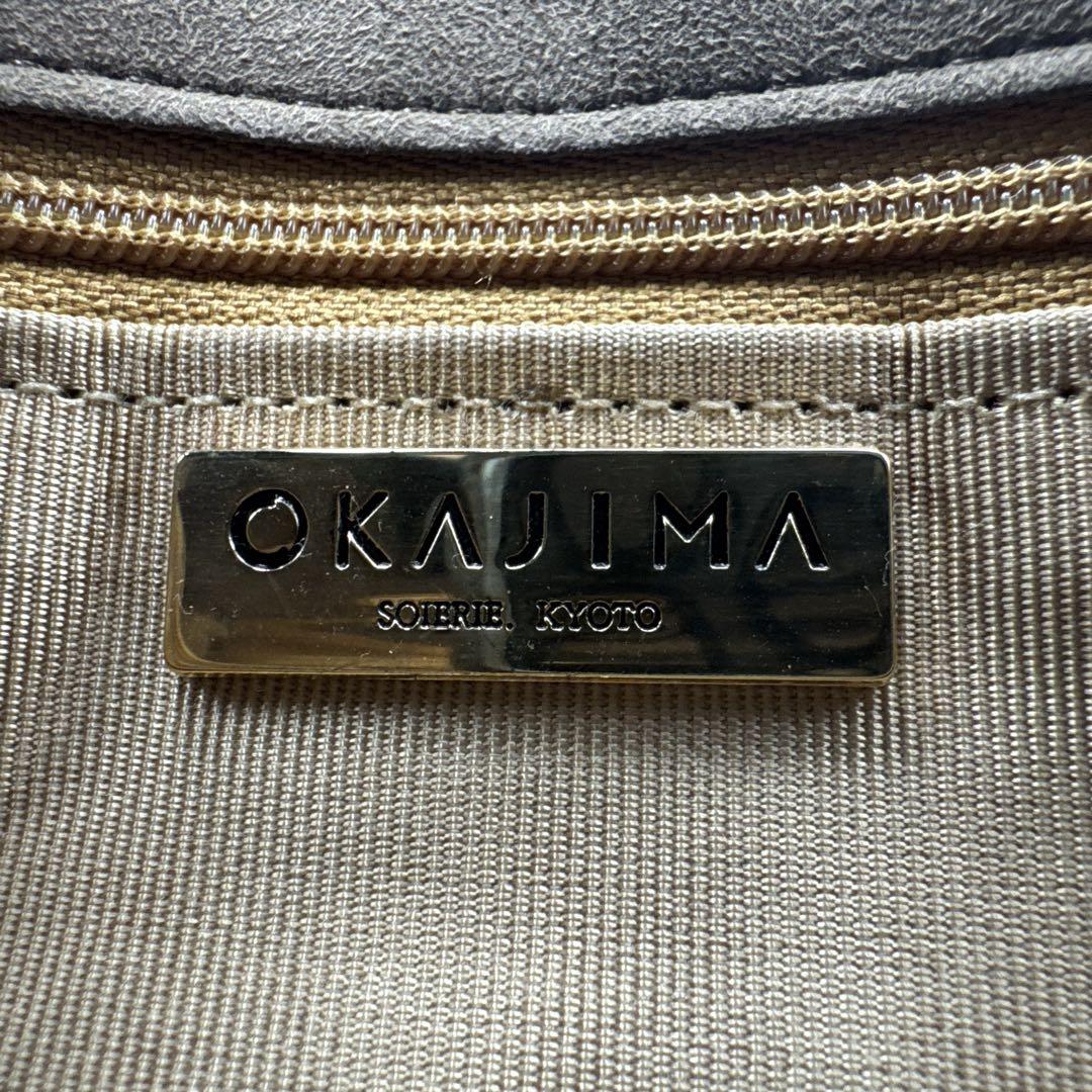 極美品 岡重 OKAJIMA 和装バッグ 京友禅 ソフリナ ベージュ 花唐草