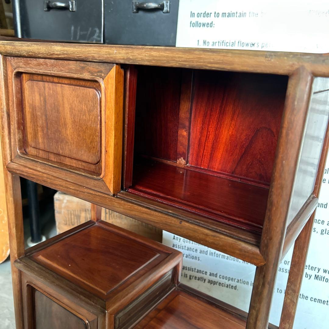 未使用ビンテージ！時代物！木製引き出し式箪笥 隠し引き出し 鍵付き