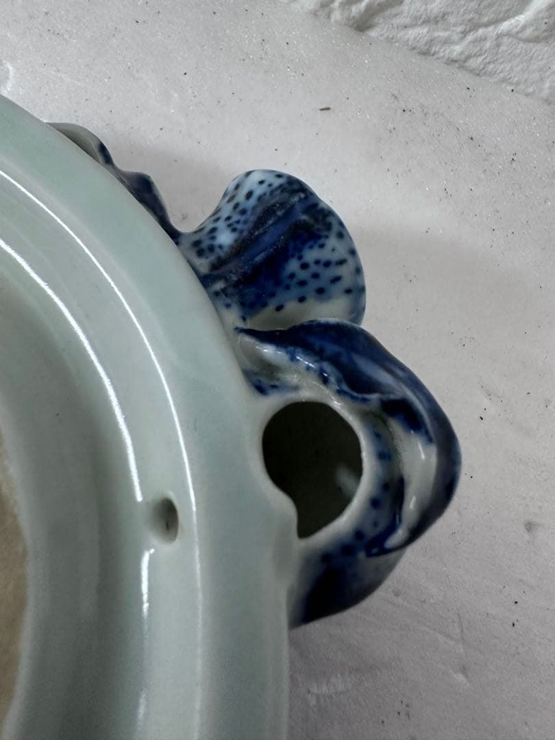 染付 硯 大清乾隆年製 在銘 中国古玩 書道具