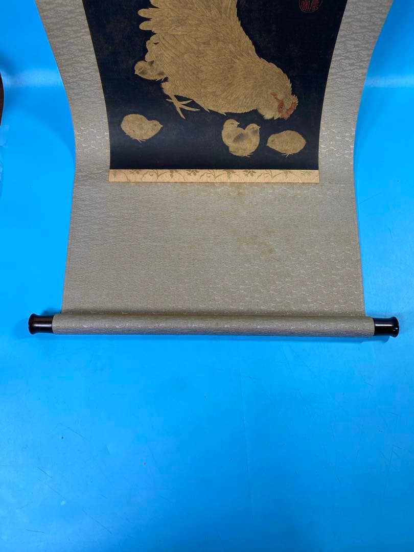 二玄社 印刷工芸 宋人子母鶏図 共箱 書 掛軸 中国画 中華民国故宮博物院