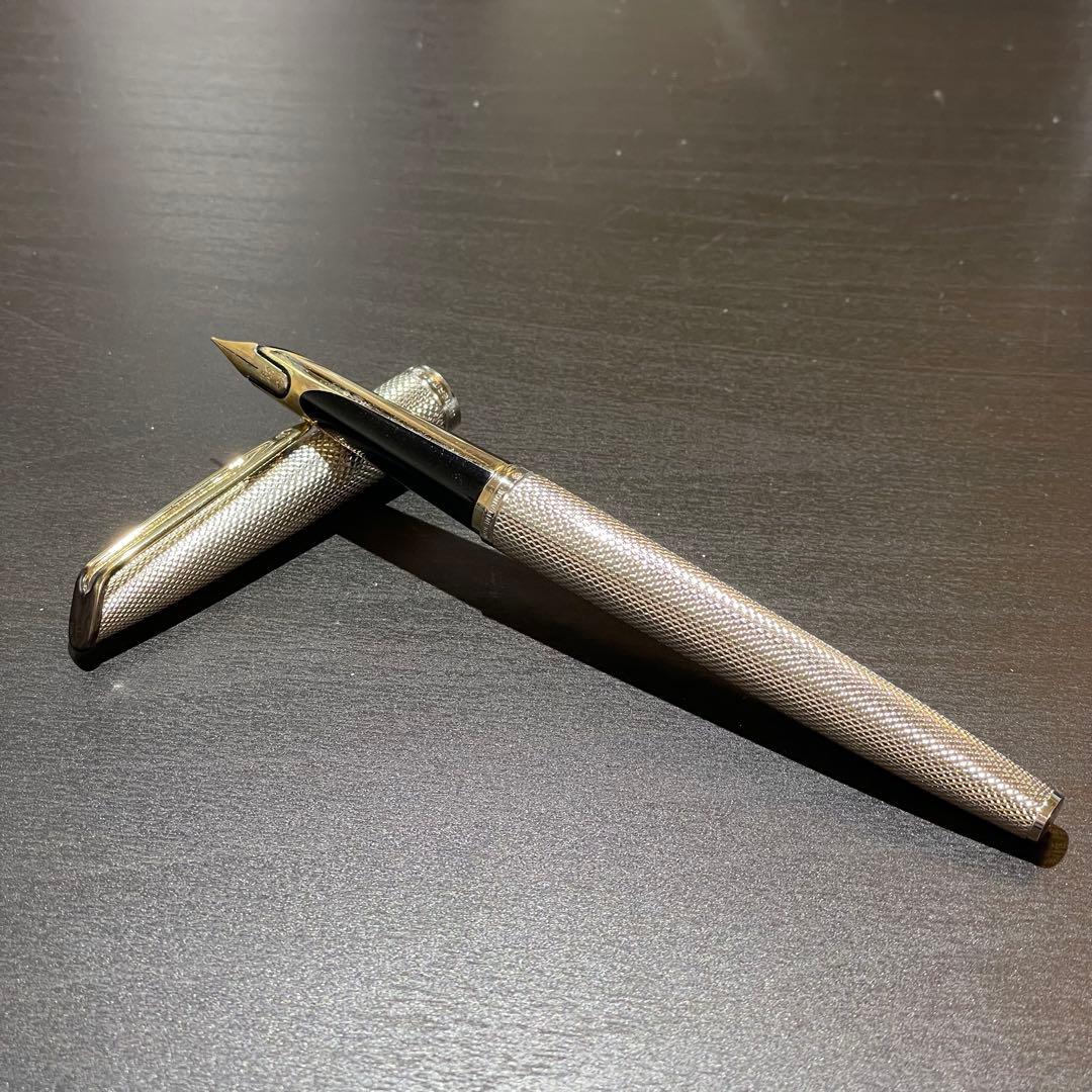 WATERMAN C/F モアレPLAQUE OR Gヴィンテージ万年筆18K ウォーターマン