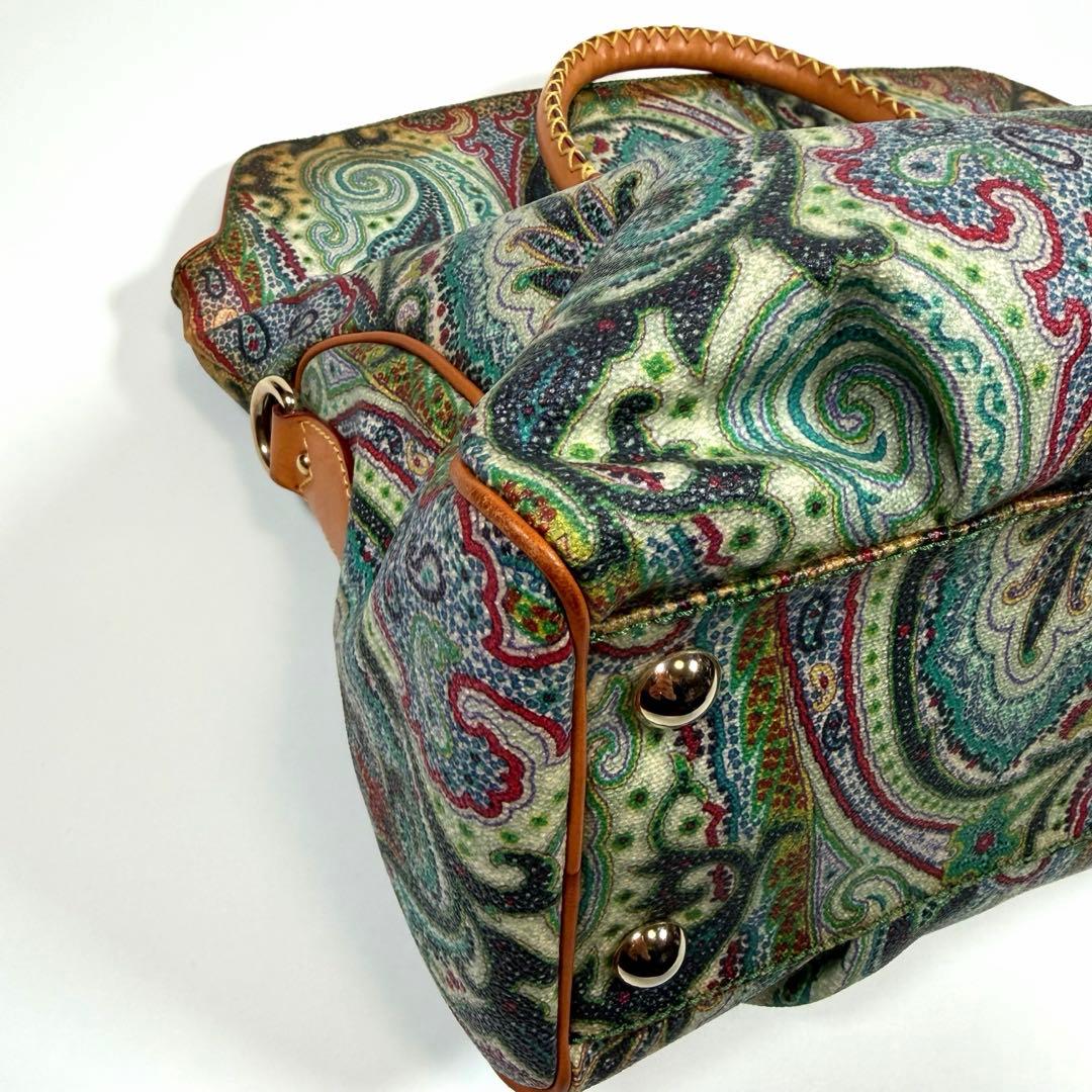 【希少】エトロ　ミニボストンバッグ　ペイズリー　2way PVC レザー