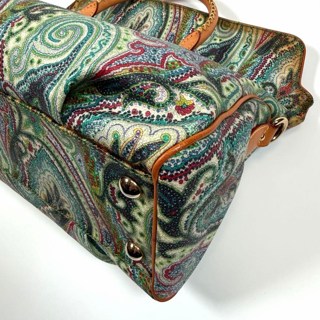 【希少】エトロ　ミニボストンバッグ　ペイズリー　2way PVC レザー