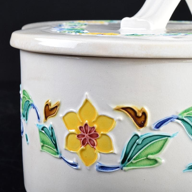 茶道具 翠嵐窯 中村翠嵐作 交趾釉 花文 木瓜喰篭 共箱