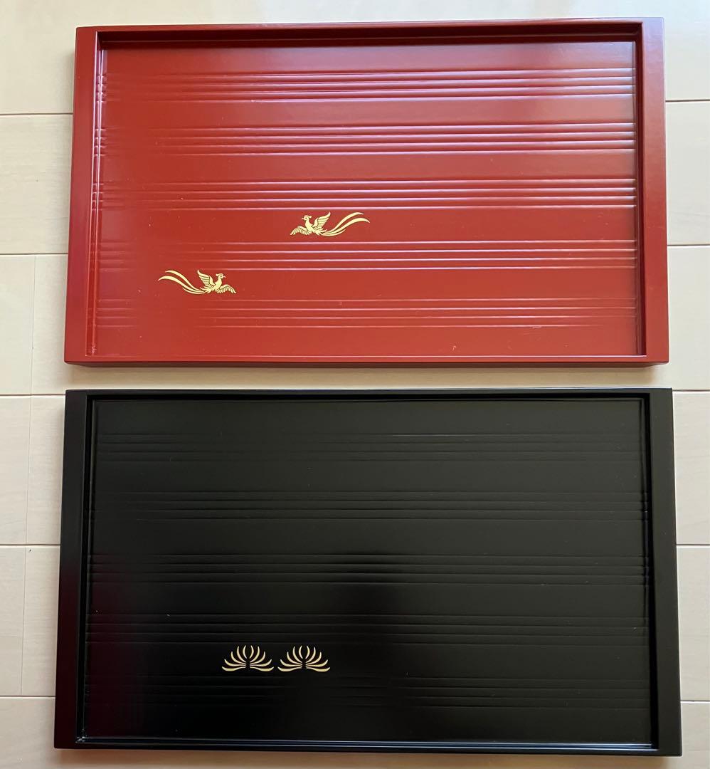 ★【新品】象彦　京漆器　鳳凰　菊　角盆　西村彦兵衛　盆　2枚セット