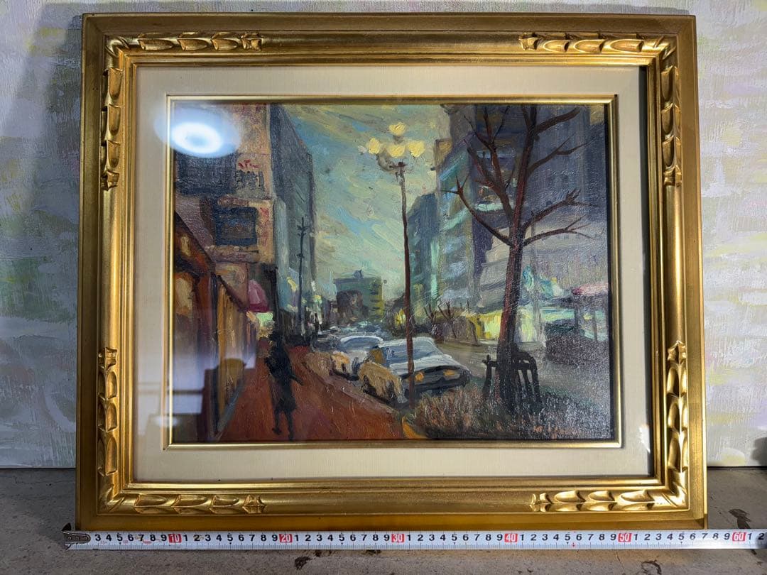 油彩画 街の風景 M.