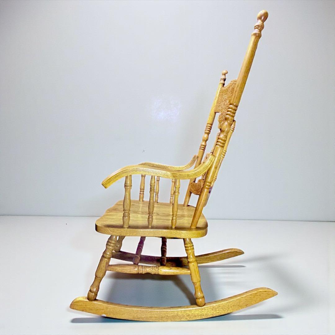 ✨超美品✨ ヴィンテージ 台湾製 ロッキングチェア オーク無垢 彫刻