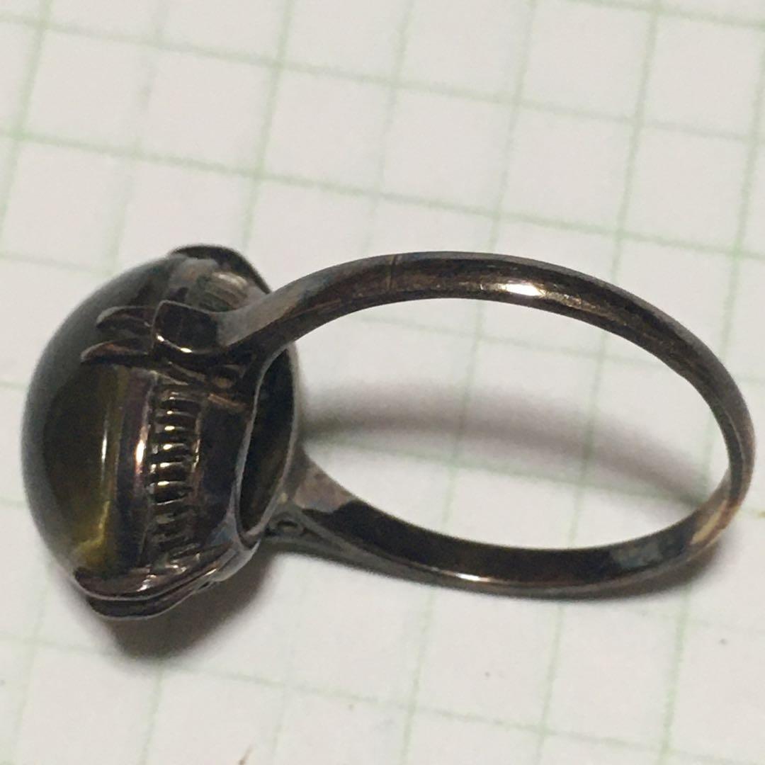 天然石リング　タイガーアイリング　K18 刻印あり